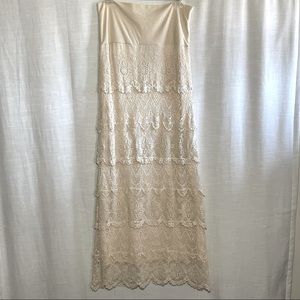 Solitare stretch layered lace sleeveless maxi dress M NWT